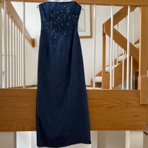 Stunning Silk Navy Strapless Evening Dress with Matching Silk Shawl